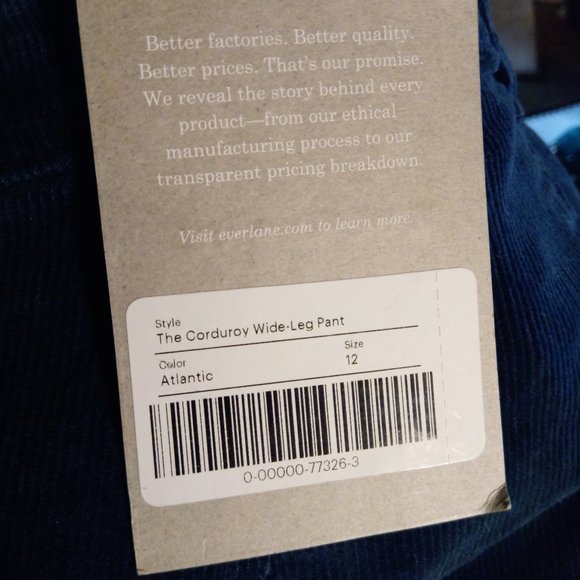 Everlane "The Corduroy Wide Leg Pant" Teal 12 - Picture 7 of 13